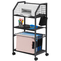 3 Tier Rolling File Cart with Hanging File Folders, Desk Organizer, File Organizer for Desk, Mobile File Cabinet on Lockable Wheels, Under Desk Storage for Home Office School