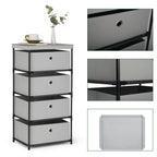4-Drawer Light Grey Fabric Dresser - Storage Tower for Bedroom, Closets & Dorms