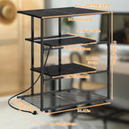 4-Tier AV Media Stand with Power Outlet - Stereo Component Cabinet & Record Player Stand for Gaming,