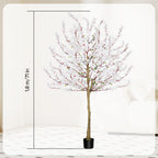 6ft Artificial Winter Jasmine Tree with White Flowers, Tall Faux Potted Blooming Plant for Indoor Home Office & Wedding Decor