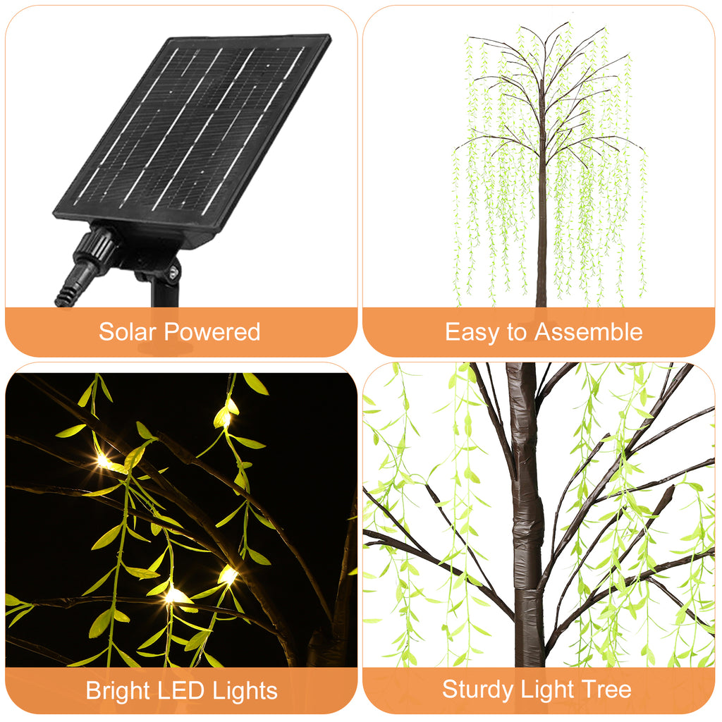 6ft Tree Light with Green Leaves, Decorative LED Willow Tree for Garden Wedding Birthday Christmas & Holiday Party