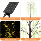 6ft Tree Light with Green Leaves, Decorative LED Willow Tree for Garden Wedding Birthday Christmas & Holiday Party