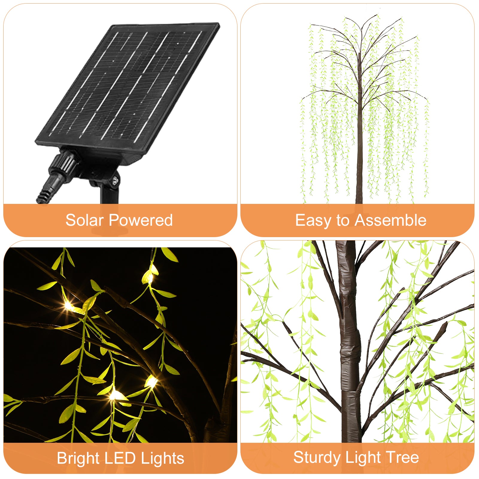 6ft Tree Light with Green Leaves, Decorative LED Willow Tree for Garden Wedding Birthday Christmas & Holiday Party
