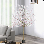6ft Artificial Winter Jasmine Tree with White Flowers, Tall Faux Potted Blooming Plant for Indoor Home Office & Wedding Decor