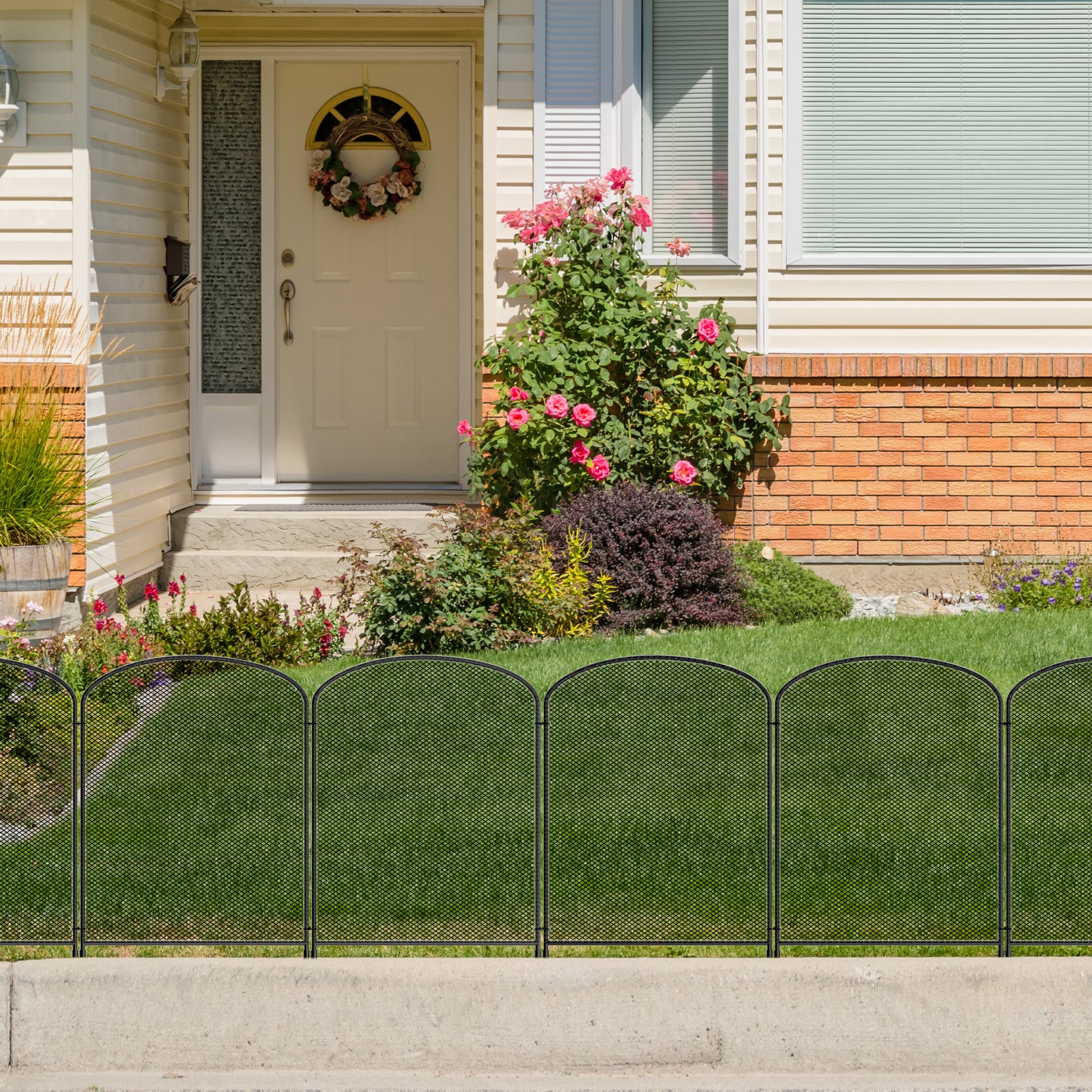 10-Pack Mesh Garden Fence Panels - Decorative Iron Wire Border & Animal Barrier for Flower Beds,