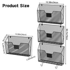 3-Pack Mesh Wall File Organizer, Hanging Document Holder with Hooks for Home & Office