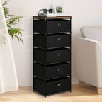 Tall 5-Drawer Fabric Storage Tower - Slim Dresser for Narrow Spaces in Hallways & Bedroom