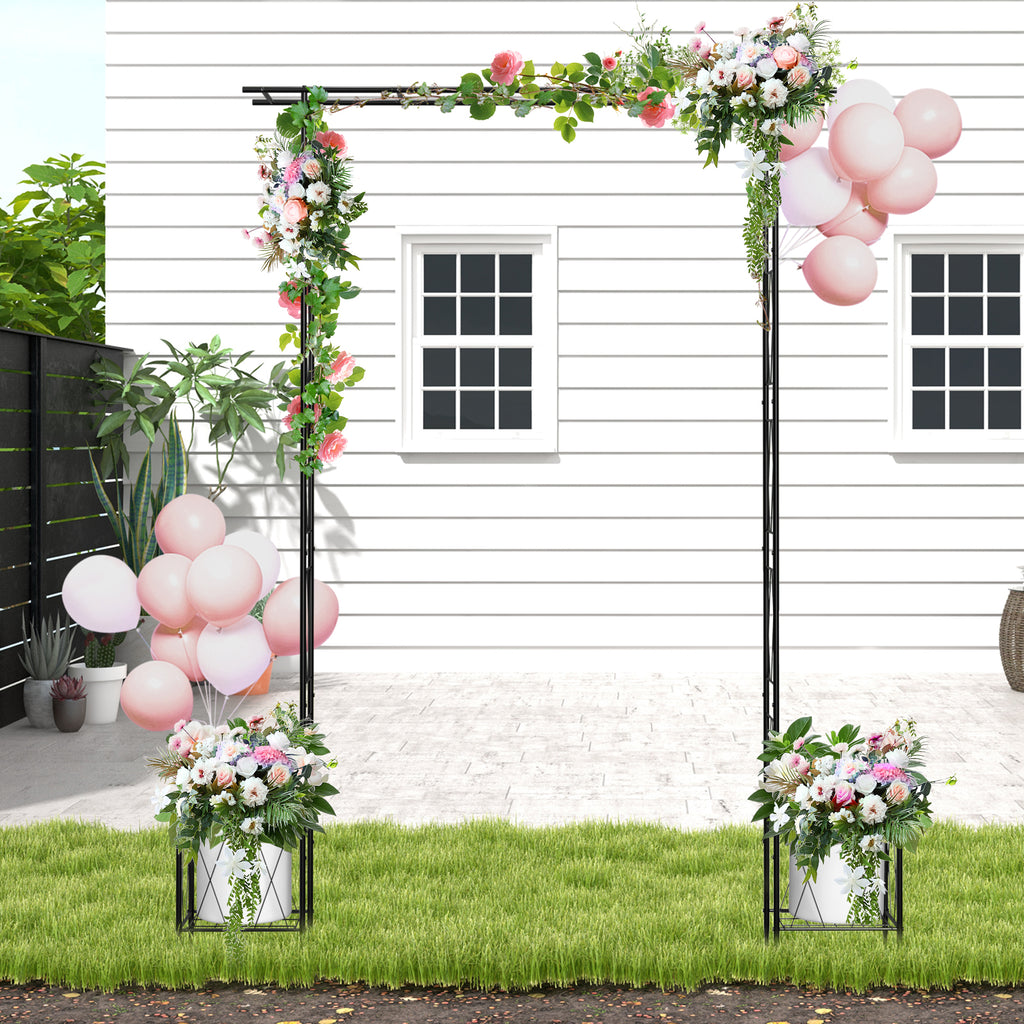 7.7ft Garden Arbor with Planter Boxes for Climbing Vines