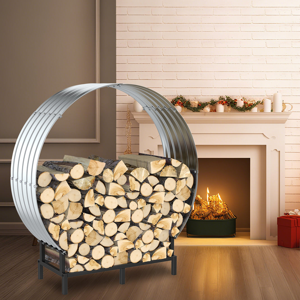 Circular Metal Firewood Rack for Outdoor Storage