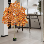 6ft Artificial Maple Tree with Red Foliage, Tall Faux Autumn Maple Tree for Indoor Home Office & Fall Seasonal Decoration
