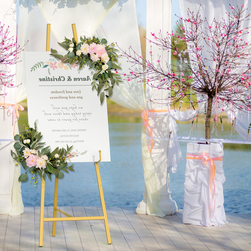 Adjustable Gold Easel Stand for Wedding Signs, Metal Poster Stand for Welcome Signs & Art Displays