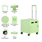 Portable Folding Shopping & Utility Cart - 4-Wheeled Collapsible Rolling Crate with Telescoping Handle - Heavy-Duty Moving Trolley for Groceries