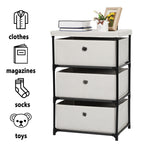 2-Pack Small White Fabric Dressers - Matching 3-Drawer Storage Units for Bedroom & Nursery