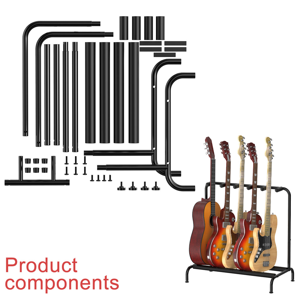 Multi-Guitar Display Rack Stand for 5 Electric or Acoustic Guitars