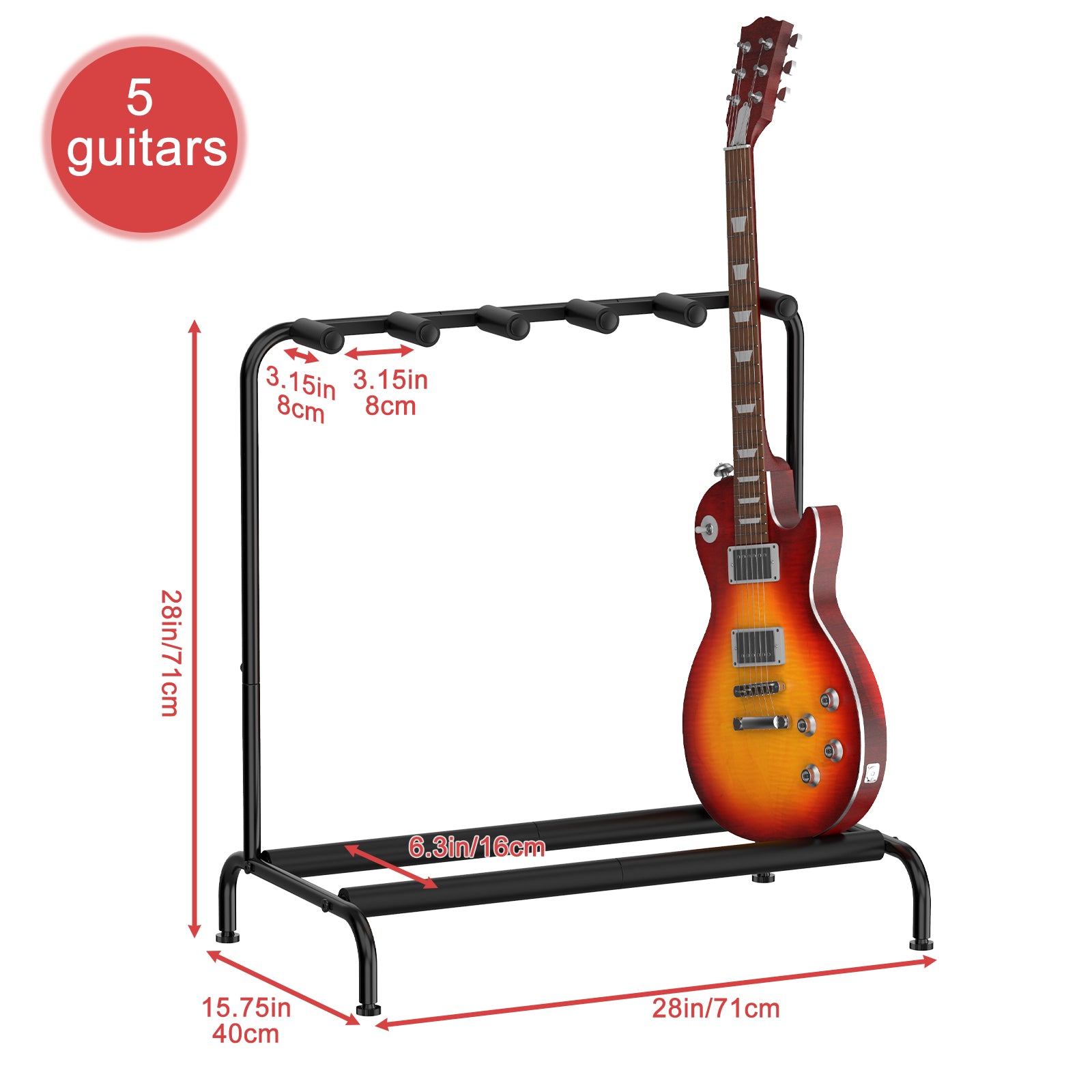 Multi-Guitar Display Rack Stand for 5 Electric or Acoustic Guitars