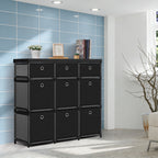 9-Cube Storage Organizer Dresser - Black Fabric Drawer Unit for Clothes & Dorm Room