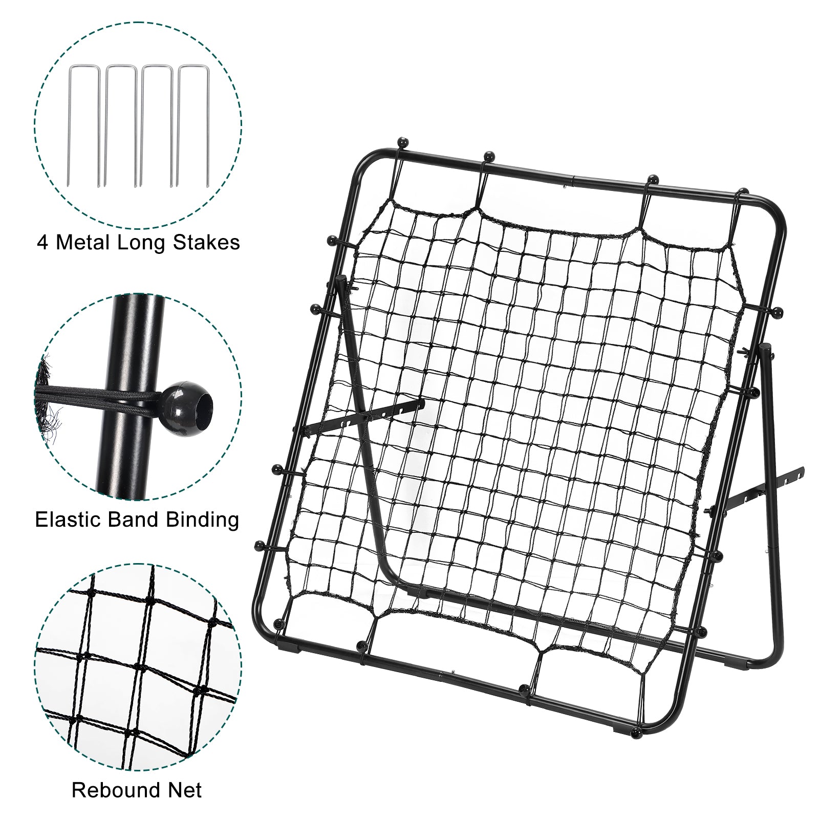 Multi-Sport Rebounder Net, Portable Pitchback Net for Baseball, Soccer & Volleyball