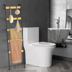5-Tier Blanket Ladder with 10 Removable Hooks - Wall-Leaning Towel Rack & Scarf Organizer for Bedroom & Bathroom, Modern Home Decor Stand, Black