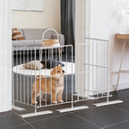 Short Puppy Gate - 4 Pack Dog Gate, Metal Free Standing Pet Gates for Indoor/Outdoor, Step Over Pet Fence for Small Dogs