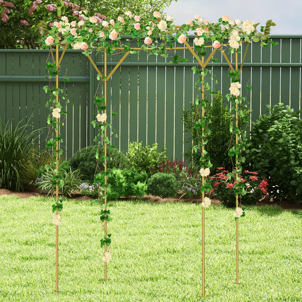 Elegant Round Wedding Arch Backdrop Stand (230cm H x 150cm W) - Luxury Champagne Gold Metal Ceremony Arch