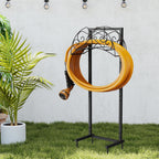 Decorative Butterfly Freestanding Garden Hose Rack, 150-Foot Capacity Heavy-Duty Black Metal Water Hose Storage for Outdoor Yard and Lawn