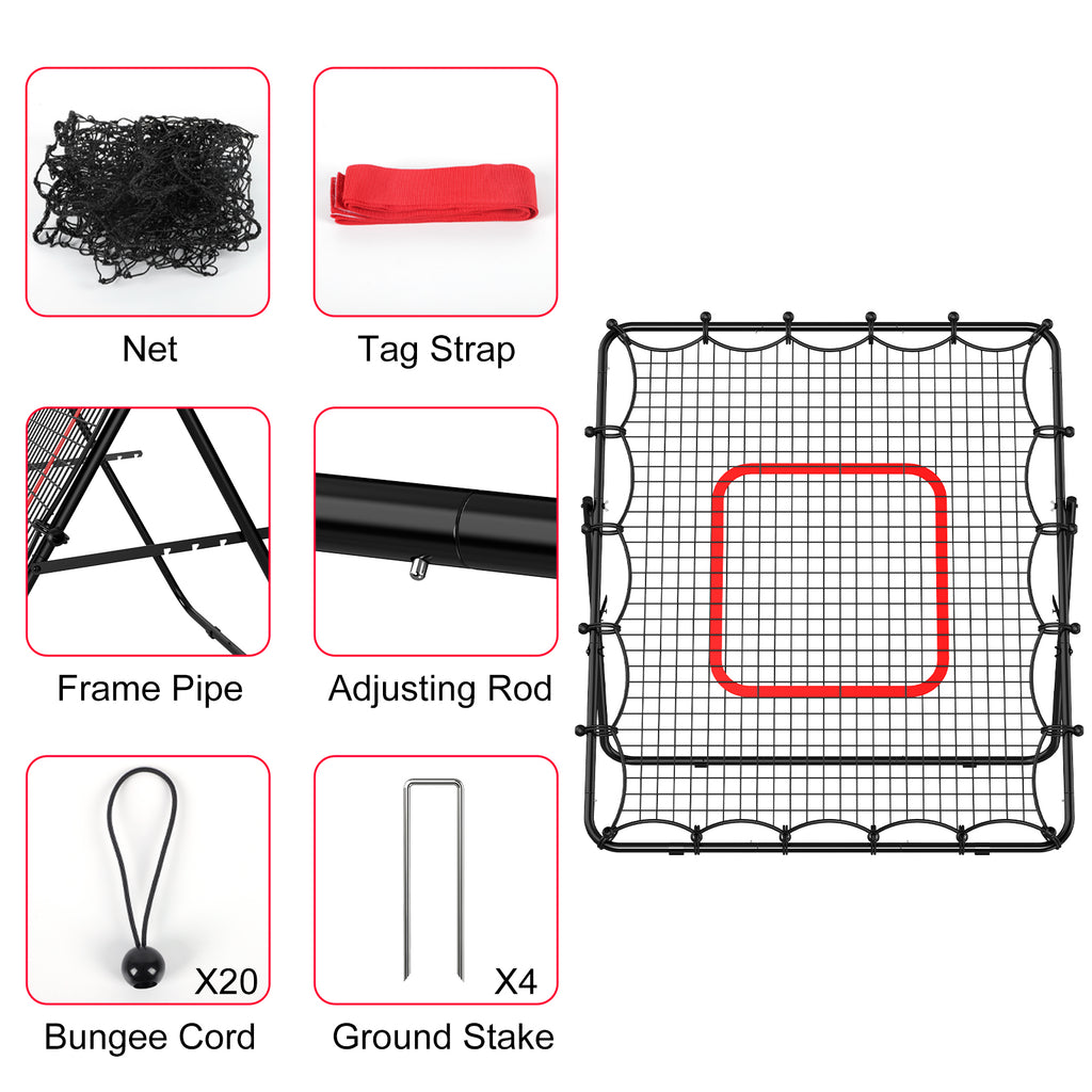 4 x 4.5ft Volleyball Rebounder Net with Target, Portable Bounce Back Trainer for Soccer & Lacrosse