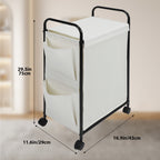 Slim Rolling Laundry Basket with Wheels - Narrow Laundry Hamper with Side Pockets, Portable Dirty Clothes Storage Organizer for Laundry Room, Bedroom and Small Spaces, White