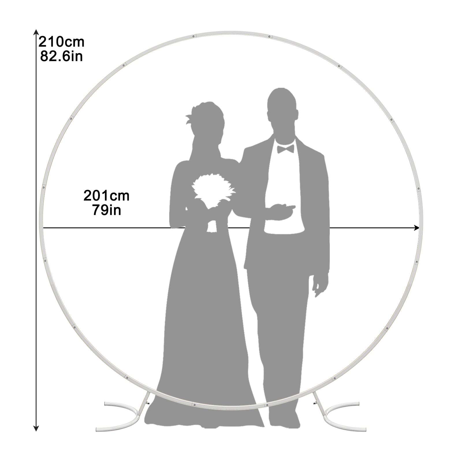 6.6ft White Circle Balloon Arch Stand, Metal Round Backdrop Frame for Wedding & Baby Shower
