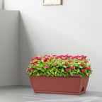 5-Pack Rectangular Flower Window Boxes - Large Plastic Planter Pots with Trays - Modern Herb & Vegetable Planting Boxes for Balcony & Windowsill