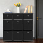 9-Cube Storage Organizer Dresser - Black Fabric Drawer Unit for Clothes & Dorm Room