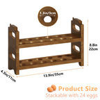 2-Tier Wooden Egg Holder for Countertop - Stackable Fresh Egg Storage Rack - Rustic Farmhouse Kitchen Organizer for up to 24 Eggs