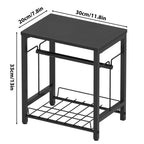 Heavy Duty Printer Stand with Label Roll Holder, 2-Tier Industrial Under Desk Printer Table with Storage Basket, Small Machine Stand for Thermal Shipping Label Printers, Home Office & Shipping Station, Black