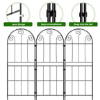 Decorative Scroll Garden Fence - Rustproof Metal Border - No-Dig Animal Barrier for Flower Beds,