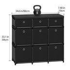 9-Cube Storage Organizer Dresser - Black Fabric Drawer Unit for Clothes & Dorm Room