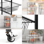 4-Tier Kitchen Fruit & Vegetable Trolley - Mobile Pantry Storage Rack with Pull-Out Wire Baskets,