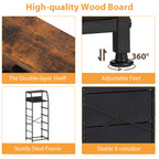 5-Drawer Tall Fabric Dresser - Brown Chest of Drawers with 2-Tier Wood Top for Small Spaces