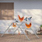 Metal Chicken Perch Ladder with Swing, Large Roosting Bar for Coop, Backyard Poultry Gym Stand for 10-12 Chickens, Grey