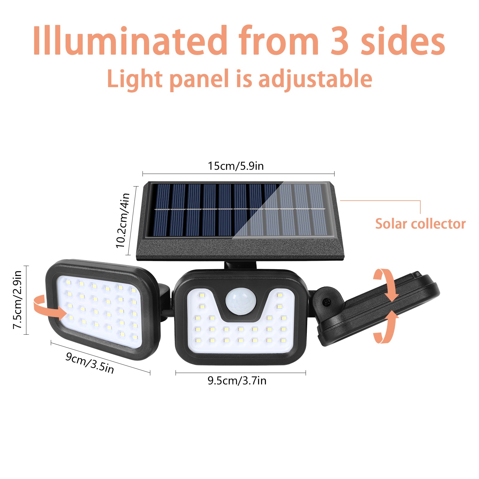 Intelligent Solar Motion Sensor Light – 3-Side LED Outdoor Wall Lamp with Remote Control