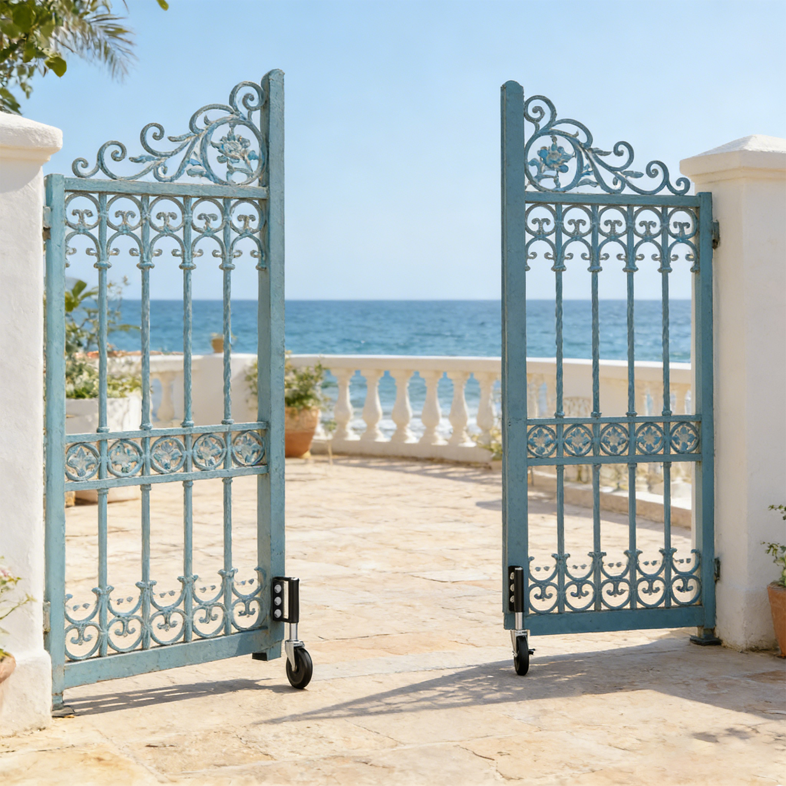 2-Pack 4-Inch Spring Loaded Gate Casters, Heavy Duty Gate Wheels with 220 Lbs Capacity for Metal and Wood Gates,