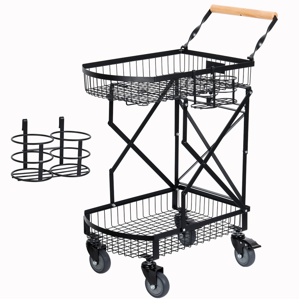 Multi functional foldable cart, office cart, freely movable multifunctional cart with rotating wheels, sturdy basket, black, suitable for home, office, travel, shopping