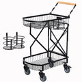 Multi functional foldable cart, office cart, freely movable multifunctional cart with rotating wheels, sturdy basket, black, suitable for home, office, travel, shopping