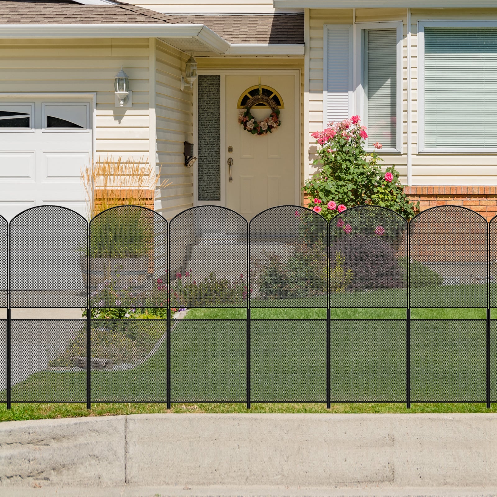 39"H Heavy-Duty Mesh Garden Fence - 10-Pack Rustproof Metal Pet Barrier & No-Dig Border Edging,