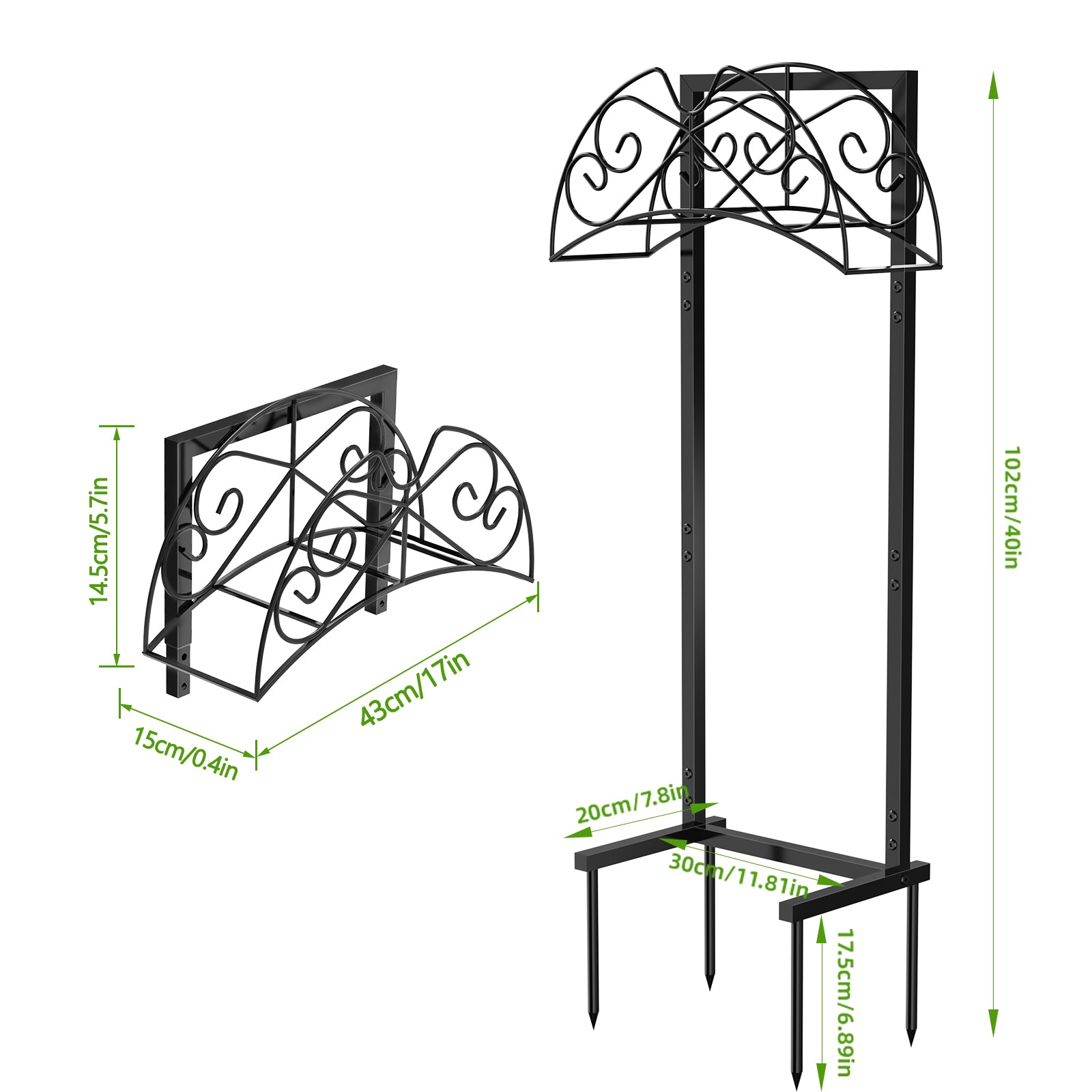 Decorative Butterfly Freestanding Garden Hose Rack, 150-Foot Capacity Heavy-Duty Black Metal Water Hose Storage for Outdoor Yard and Lawn