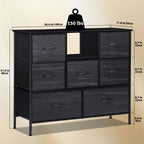 Dresser TV Stand for up to 55inch TV - Black Entertainment Center with Fabric Storage Drawers
