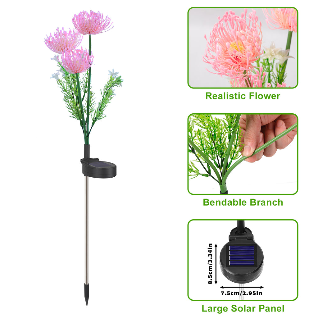Set of 6 Solar Flower Pathway Lights - Waterproof LED Garden Stake Lights with Realistic Flower Design£¬Yellow/pink/red
