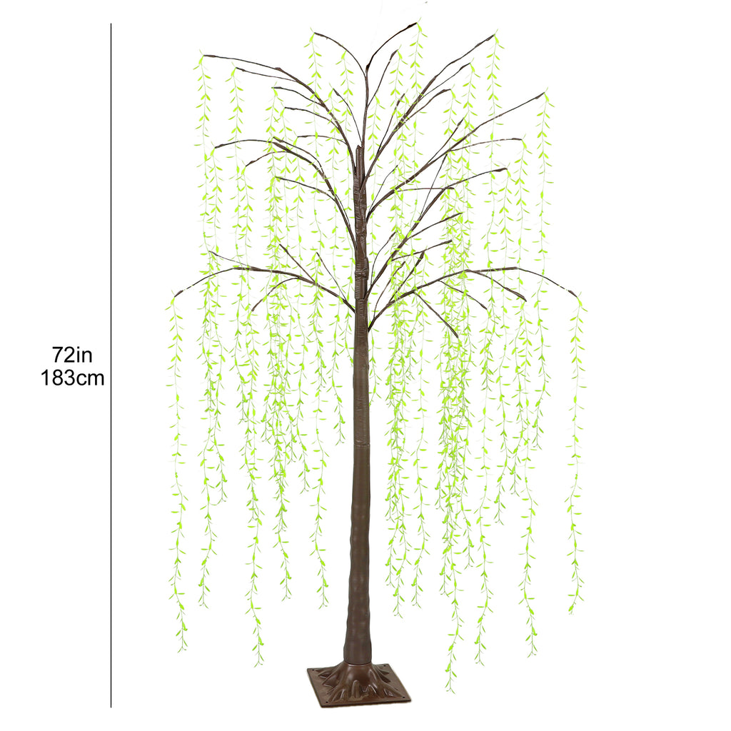 6ft Tree Light with Green Leaves, Decorative LED Willow Tree for Garden Wedding Birthday Christmas & Holiday Party