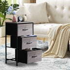 3-Drawer Fabric Nightstand Dresser - Small Storage Tower for Bedroom & Closets