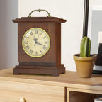 Rustic Brown Mantel Clock with Hidden Safe - Secret Compartment for Rings & Watches - Antique Battery Operated Clock,