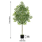 6ft Artificial Ficus Tree, Tall Lifelike Silk Leaf Plant with Real Wood Trunk for Indoor Home and Office Floor Decoration