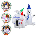 6FT Christmas Inflatable Polar Bear & Igloo Set, 3 Polar Bears with Colorful LEDs, Blow Up Yard Decor